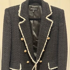 Generation Love Black Tweed Jacket with white trim and Gold buttons
